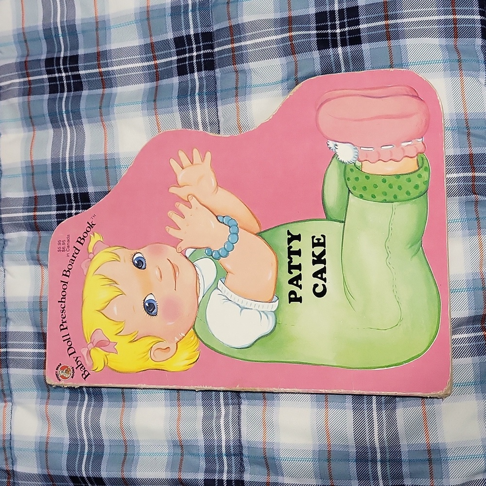 Vintage Baby Doll Preschool Board Book Patty Cake pink 1989 nostalgic hard find